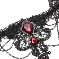 Punk Rave Crimson Gem Choker - Gothic Necklace Accessory for Women & Men 12 Accessories Punk Rave Crimson Gem Choker