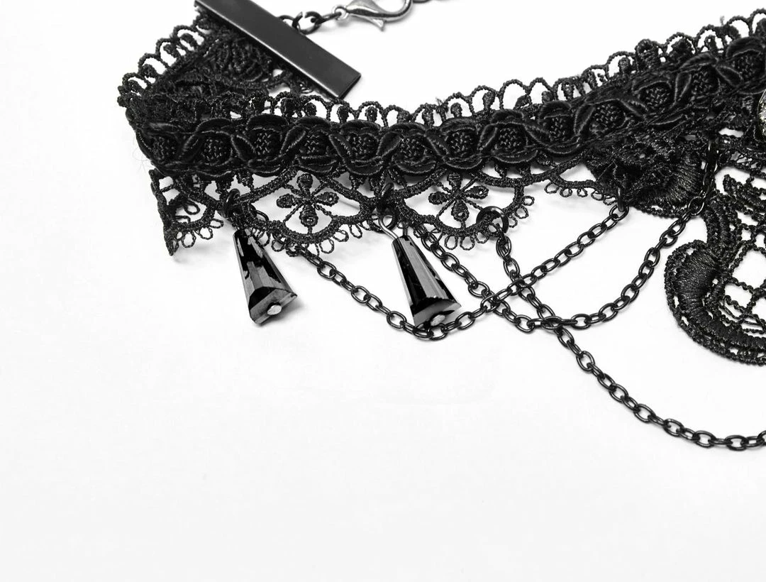 Punk Rave Crimson Gem Choker - Gothic Necklace Accessory for Women & Men 7 Accessories Punk Rave Crimson Gem Choker