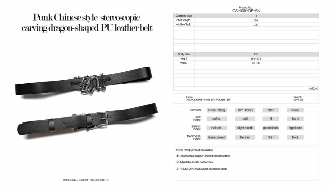 Punk Rave Dragon Belt - Gothic Punk Style Belt for Men & Women 8 Accessories Punk Rave Dragon Belt