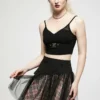 Ladies Punk Rave Gianna Mesh Overlay Skirt - Black & Pink