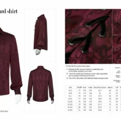 Punk Rave Kane Satin Jacquard Shirt - Red Ladies