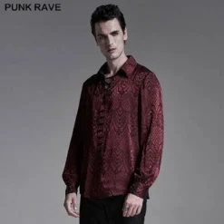 Punk Rave Kane Satin Jacquard Shirt - Red Ladies