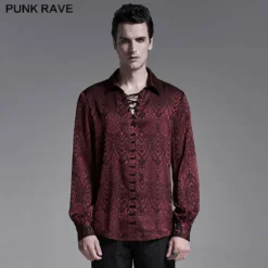 Punk Rave Kane Satin Jacquard Shirt - Red Ladies