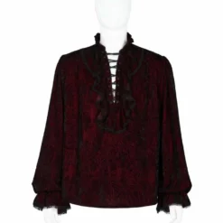 Punk Rave Mens Crushed Velvet Top - Red