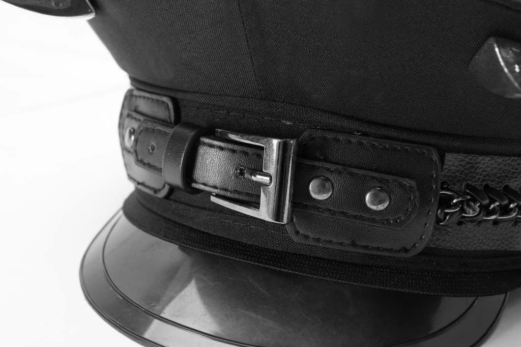 Punk Rave Men's Punk Military Hat | Gothic Steampunk Style Headwear 5 Punk Rave Mens Punk Military Hat