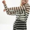 Punk Rave Stripe Mesh Longline Tee Ladies