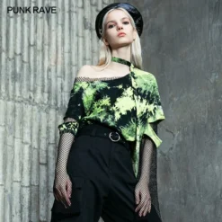 Punk Rave Sydney Tie-Dye Top - Green Ladies