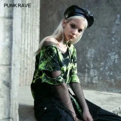 Punk Rave Sydney Tie-Dye Top - Green Ladies