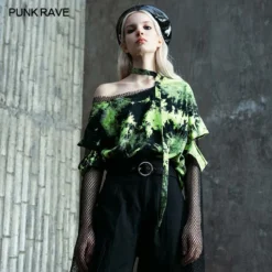 Punk Rave Sydney Tie-Dye Top - Green Ladies