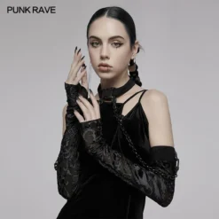 Accessories Punk Rave Noche Sleeves With Choker - Velvet Flocked