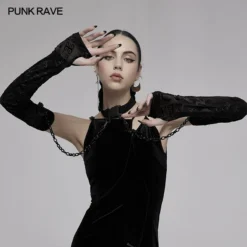 Accessories Punk Rave Noche Sleeves With Choker - Velvet Flocked