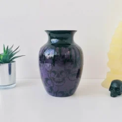Weird & Wonderful Ceramics Purple Skull Curved Vase