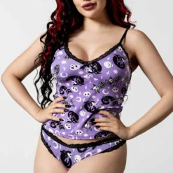 Killstar Purr Off Cami Top Plum Ladies