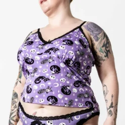 Killstar Purr Off Cami Top Plum Ladies