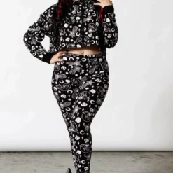 Killstar Purr Off Cropped Hoodie - Black