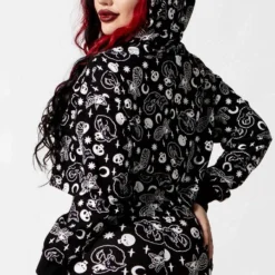 Killstar Purr Off Cropped Hoodie - Black