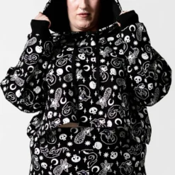 Killstar Purr Off Cropped Hoodie - Black