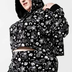 Killstar Purr Off Cropped Hoodie - Black