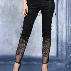 Ladies Dark In Love Gothic Bijou Trousers