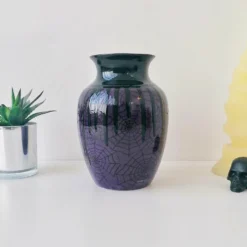 New Arrivals Weird & Wonderful Ceramics Purple Web Curved Vase