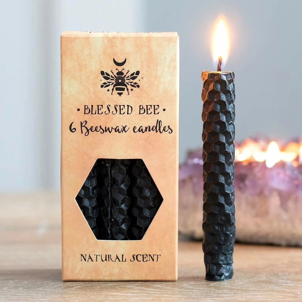 Gothic Gifts Black Beeswax Protection Spell Candles - Handmade Home Decor 3 Gothic Gifts Black Beeswax Protection Spell Candles