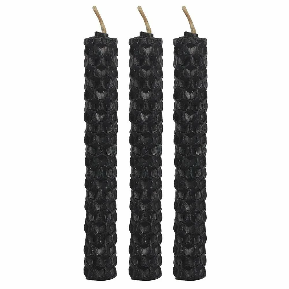 Gothic Gifts Black Beeswax Protection Spell Candles - Handmade Home Decor 4 Gothic Gifts Black Beeswax Protection Spell Candles