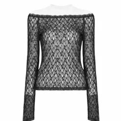 Ladies Punk Rave Bethra Bardot Lace Top