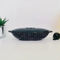 New Arrivals Weird & Wonderful Ceramics Purple Skull Oval Serving Platter With Lid