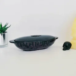 New Arrivals Weird & Wonderful Ceramics Purple Skull Oval Serving Platter With Lid