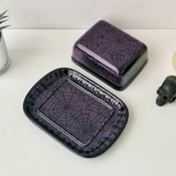 New Arrivals Weird & Wonderful Ceramics Purple Web Butter Dish