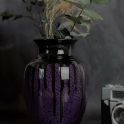 New Arrivals Weird & Wonderful Ceramics Purple Web Curved Vase