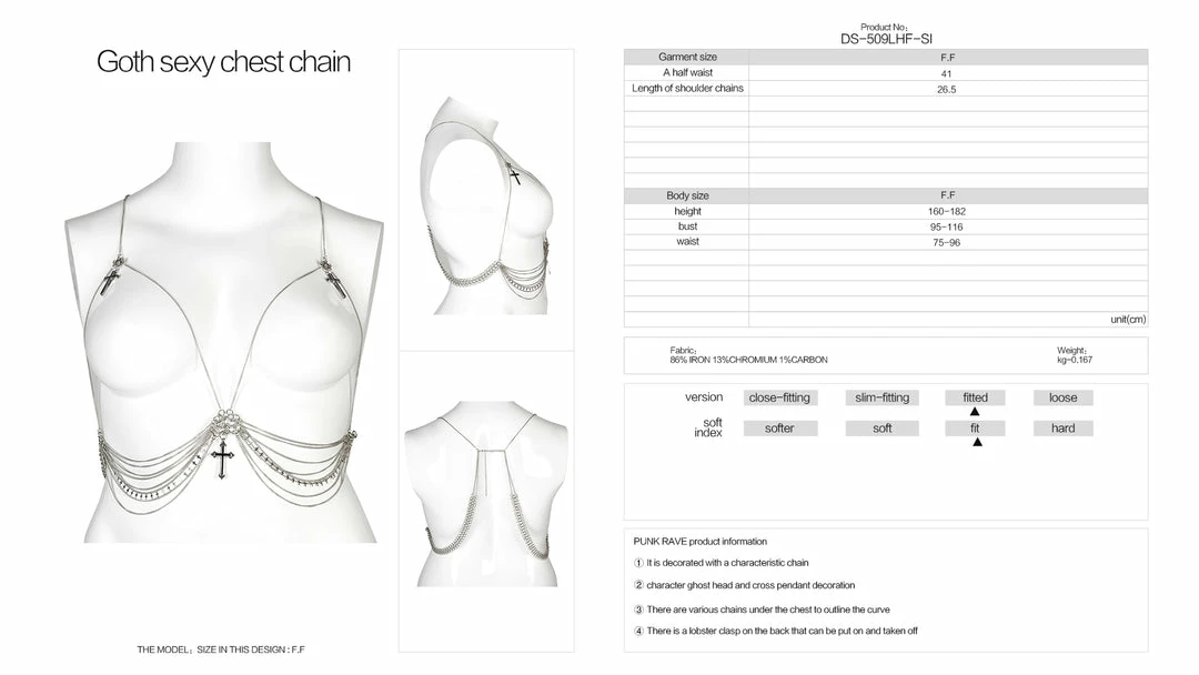 Punk Rave Xanthe Chain Harness - Gothic Accessory for Men & Women | New Arrival 11 Punk Rave Xanthe Chain Harness