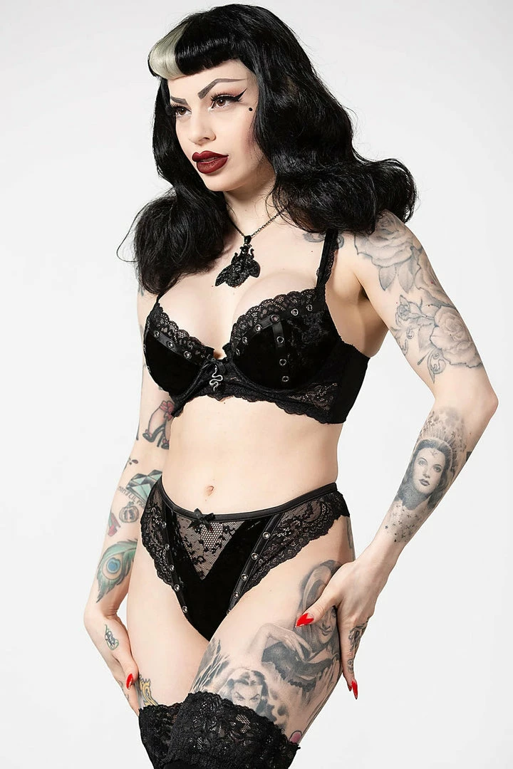 Killstar Sacred Spirits Velvet Bralet Black | Gothic Lingerie & Accessories 3 Accessories Killstar Sacred Spirits Velvet Bralet Black