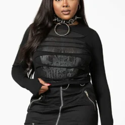 Killstar Sirena Slashed Long Sleeve Top New Arrivals