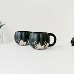 Weird & Wonderful Ceramics Matte Black And Silver Pumpkin Mug New Arrivals