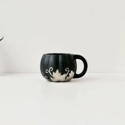 Weird & Wonderful Ceramics Matte Black And Silver Pumpkin Mug New Arrivals