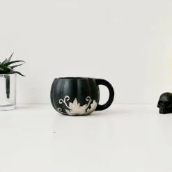 Weird & Wonderful Ceramics Matte Black And Silver Pumpkin Mug New Arrivals