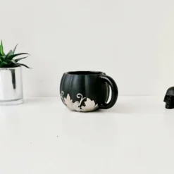 Weird & Wonderful Ceramics Matte Black And Silver Pumpkin Mug New Arrivals