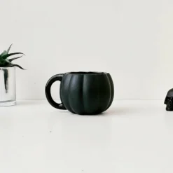 Weird & Wonderful Ceramics Matte Black And Silver Pumpkin Mug New Arrivals