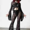 Killstar Spirala Mesh Bell Bottoms - Plus Size Gothic Trousers | New Arrivals 1 Killstar Spirala Mesh Bell Bottoms New Arrivals