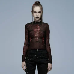 Punk Rave Naenia Top Red / Black