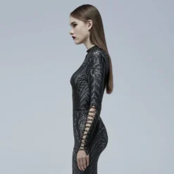 Punk Rave Inclementia Top Black / Gray Ladies