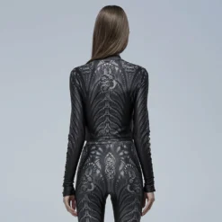 Punk Rave Inclementia Top Black / Gray Ladies