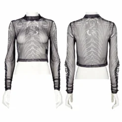 Punk Rave Inclementia Top Black / White Ladies
