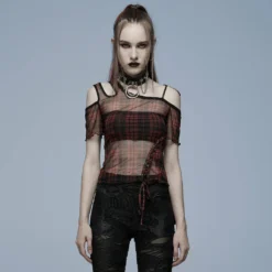 Punk Rave Plaid Punk Top Red
