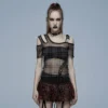 Ladies Punk Rave Plaid Punk Top Black