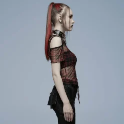 Punk Rave Plaid Punk Top Red
