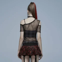 Ladies Punk Rave Plaid Punk Top Black