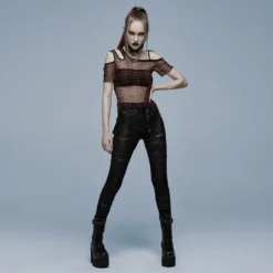 Punk Rave Plaid Punk Top Red