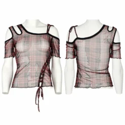 Punk Rave Plaid Punk Top Red